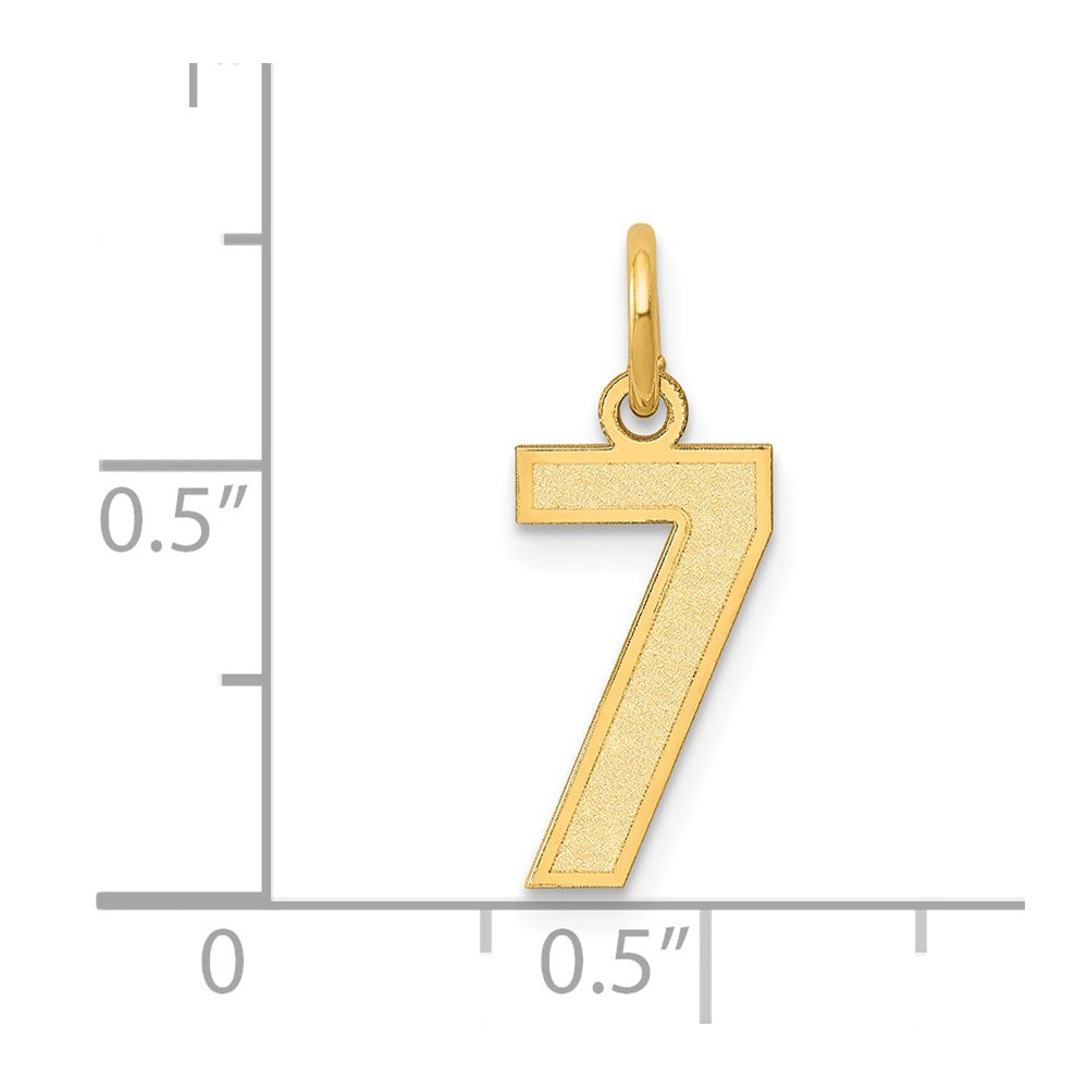 14k Small Satin Number 7 Charm