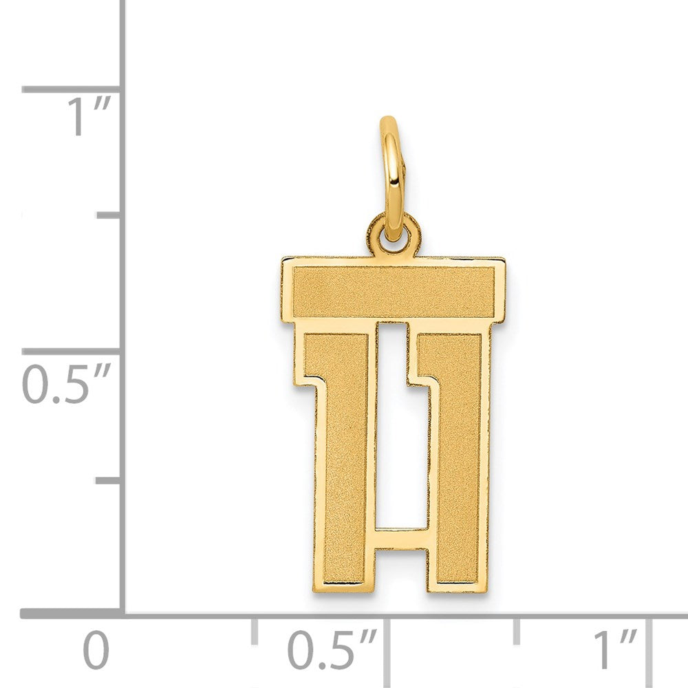 14k Small Satin Number 11 Charm