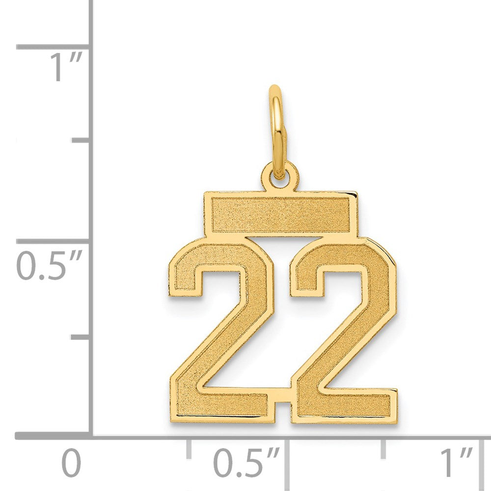 14k Small Satin Number 22 Charm