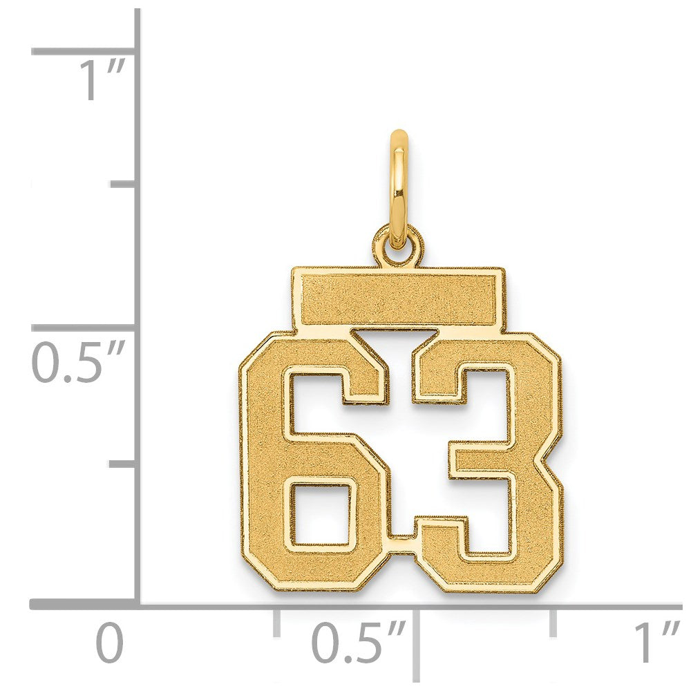 14k Small Satin Number 63 Charm