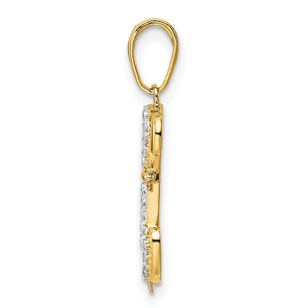 14k and White Rhodium Diamond-cut Sitting Puppy Pendant
