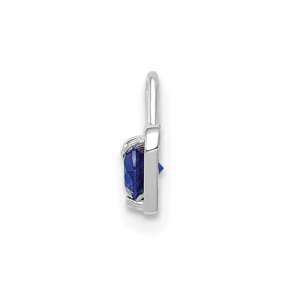 14k White Gold September Synthetic Birthstone Heart Charm
