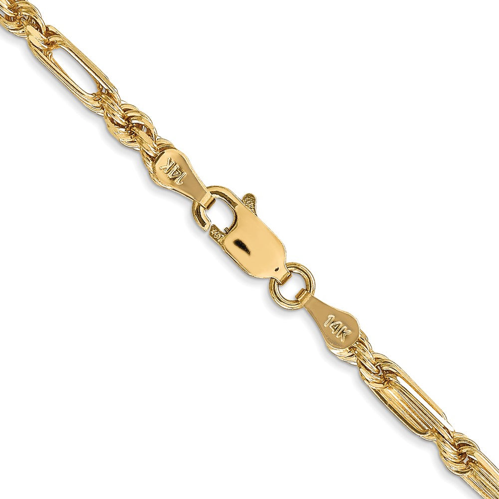 14K 22 inch  3mm Diamond-cut Milano Rope with Lobster Clasp Chain