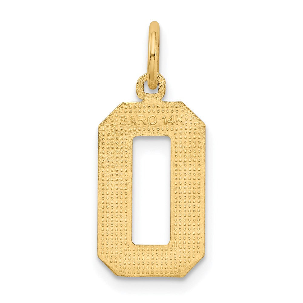 14k Medium Diamond-cut Number 0 Charm