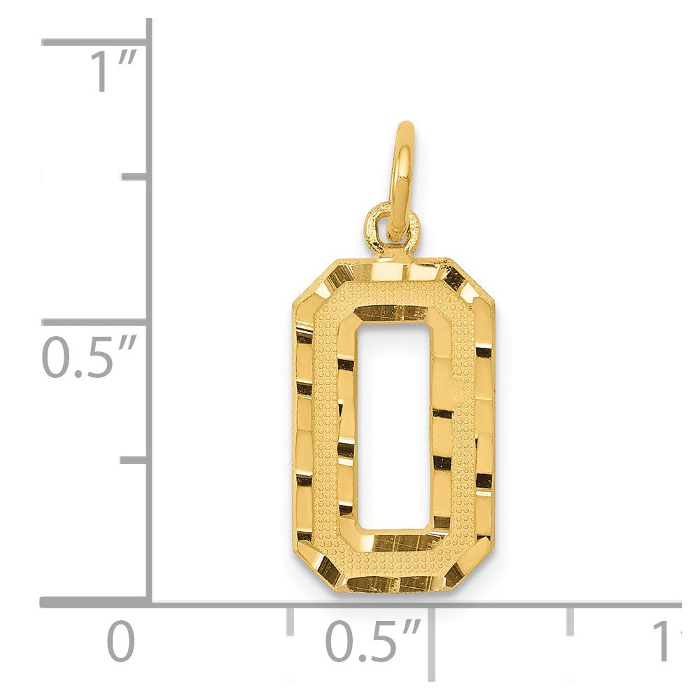 14k Medium Diamond-cut Number 0 Charm