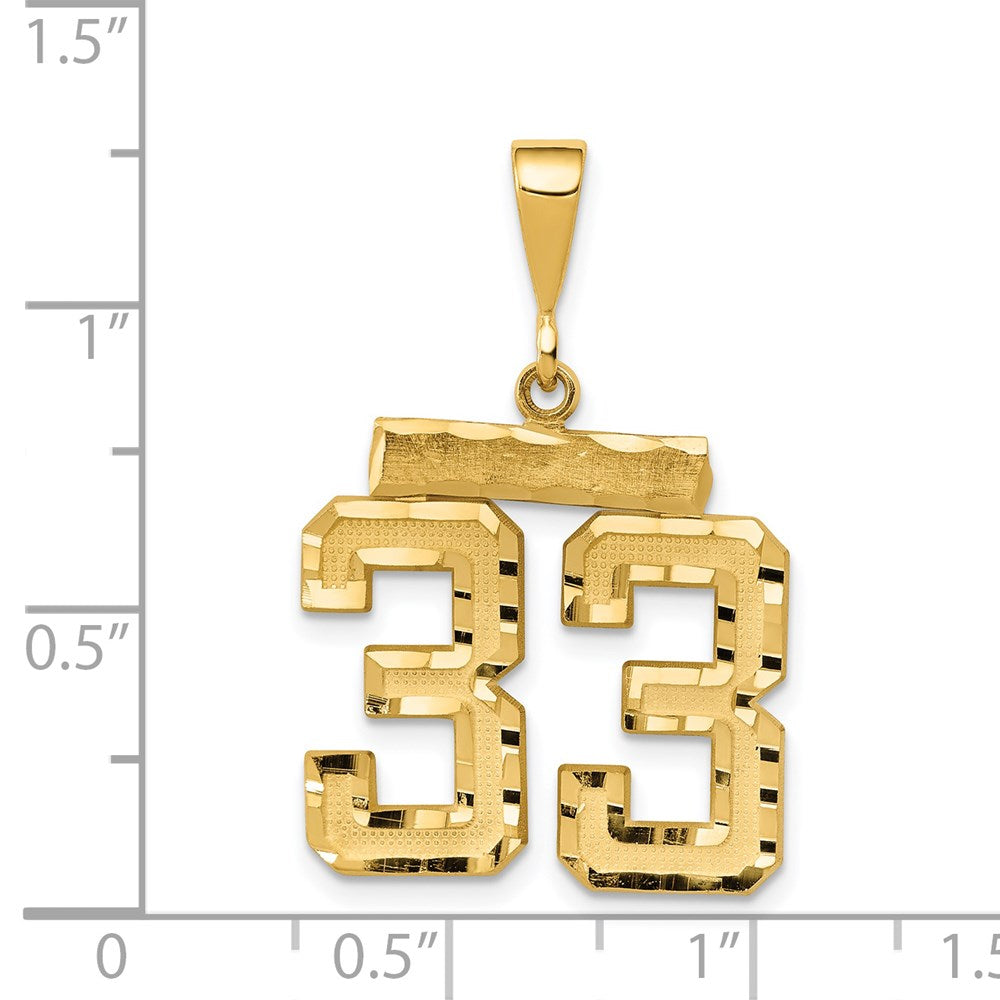 14k Medium Diamond-cut Number 33 Charm