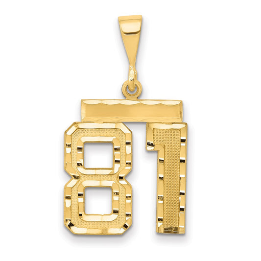 14k Medium Diamond-cut Number 81 Charm