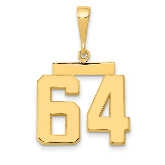 14k Medium Polished Number 64 Charm