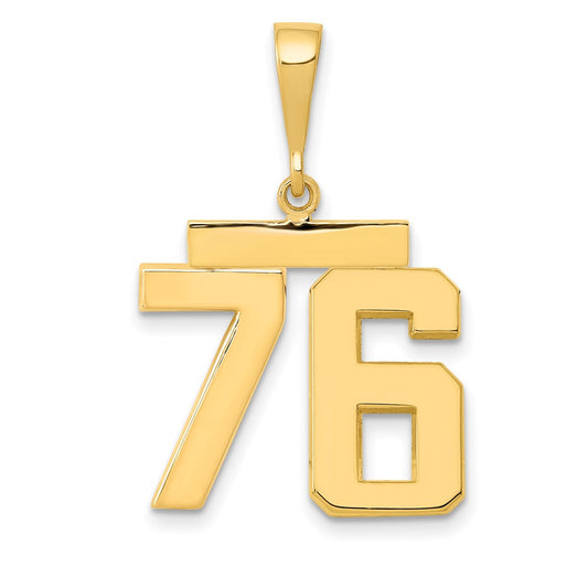 14k Medium Polished Number 76 Charm