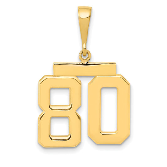 14k Medium Polished Number 80 Charm