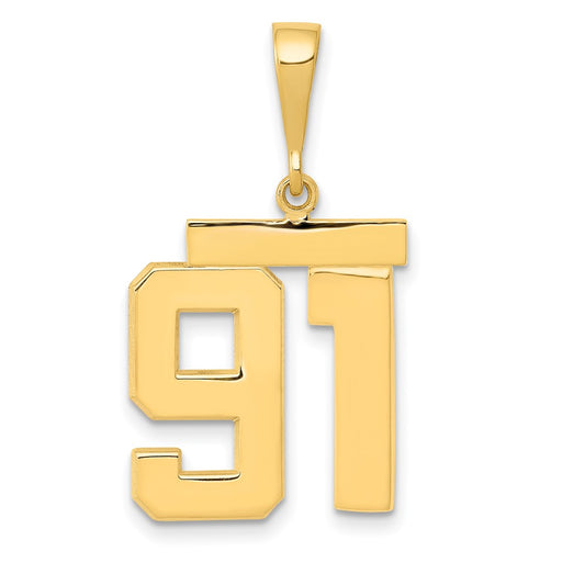 14k Medium Polished Number 91 Charm