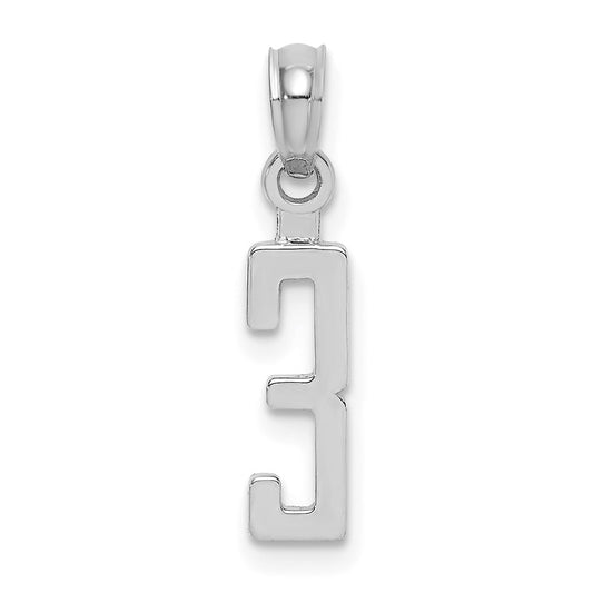 14kw Polished Number 3 Pendant