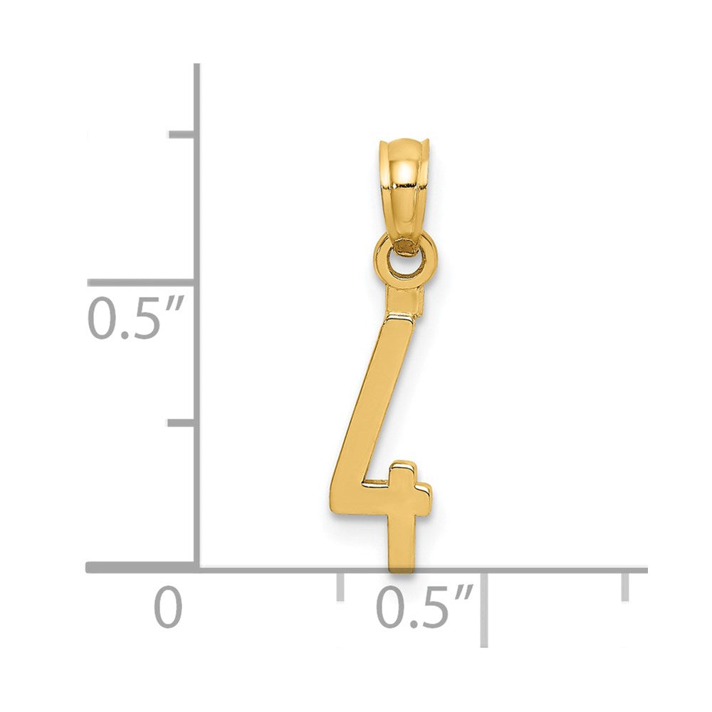 14k Polished Number 4 Pendant