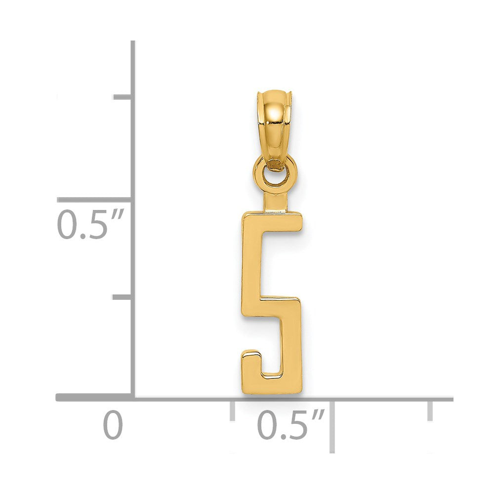 14k Polished Number 5 Pendant