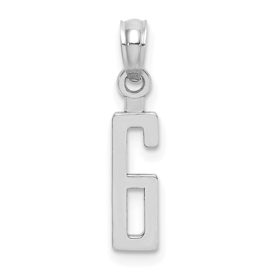 14kw Polished Number 6 Pendant