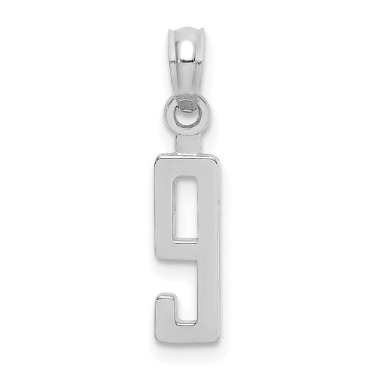 14kw Polished Number 9 Pendant