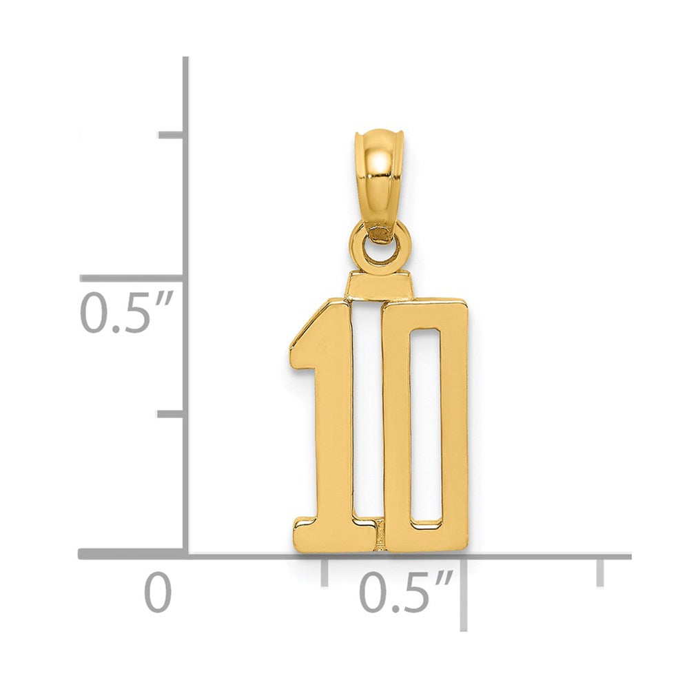 14k Polished Number 10 Pendant