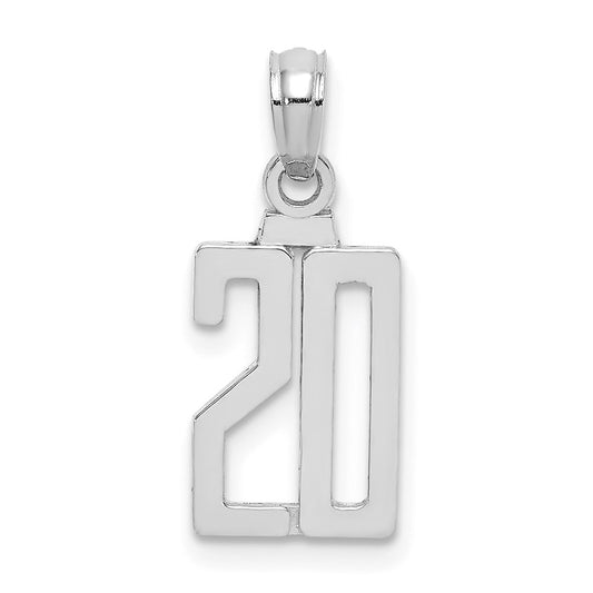 14kw Polished Number 20 Pendant
