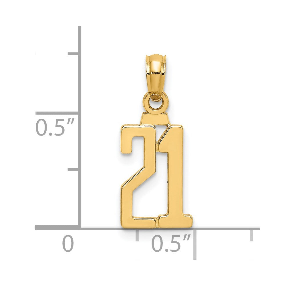14k Polished Number 21 Pendant