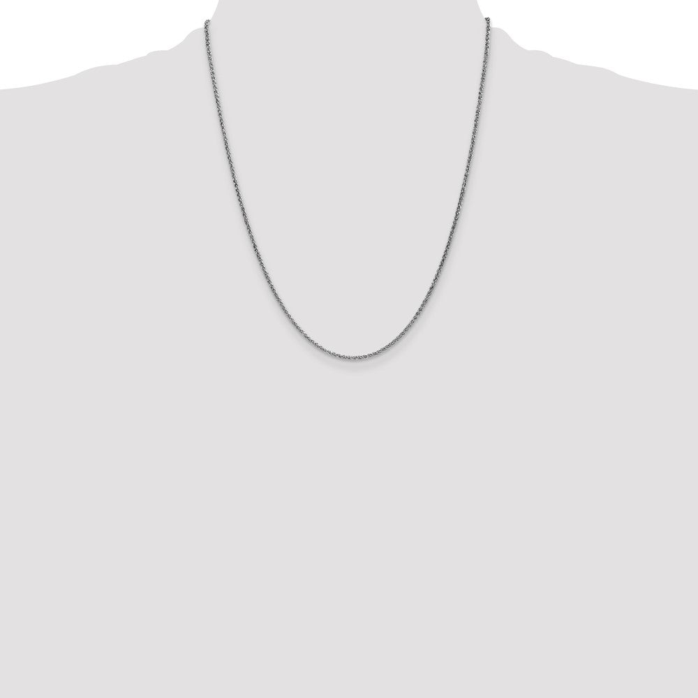 14K White Gold 22 inch .8mm Light Baby Rope with Spring Ring Clasp Chain