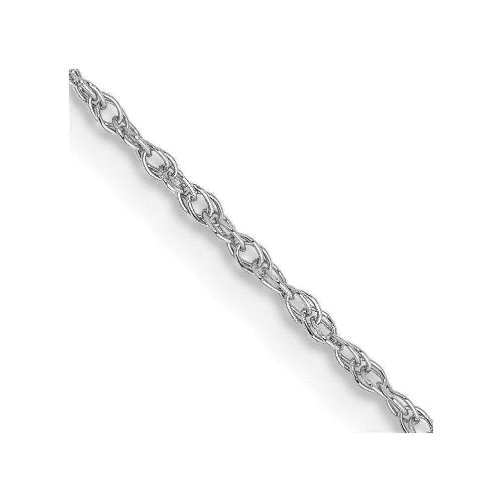 14K White Gold 22 inch .8mm Light Baby Rope with Spring Ring Clasp Chain