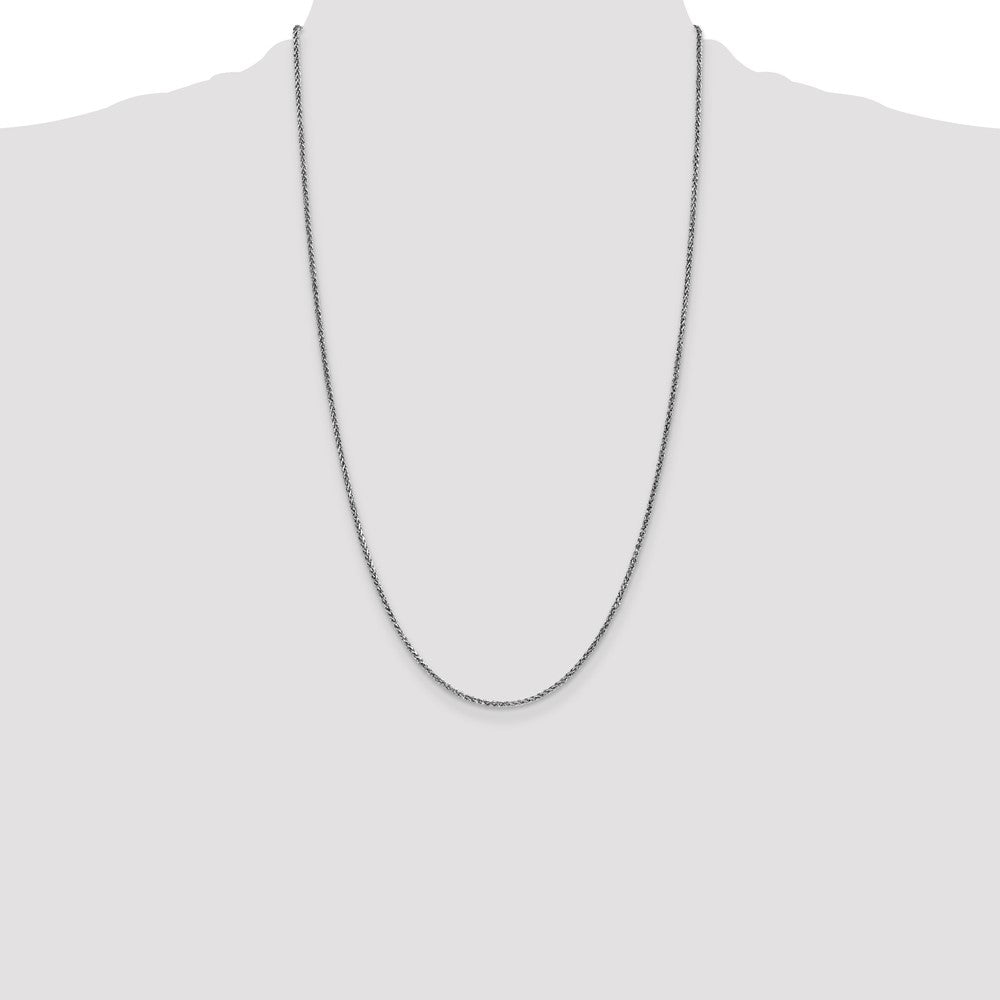 14K White Gold 26 inch 1.7mm Diamond-cut Spiga with Lobster Clasp Chain