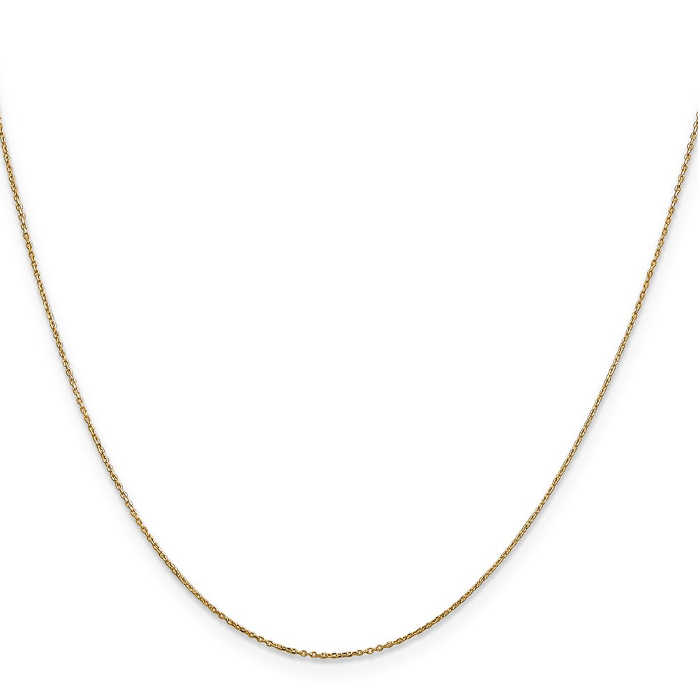 14K 16 inch .6mm Diamond-cut Round Open Link Cable with Spring Ring Clasp Chain