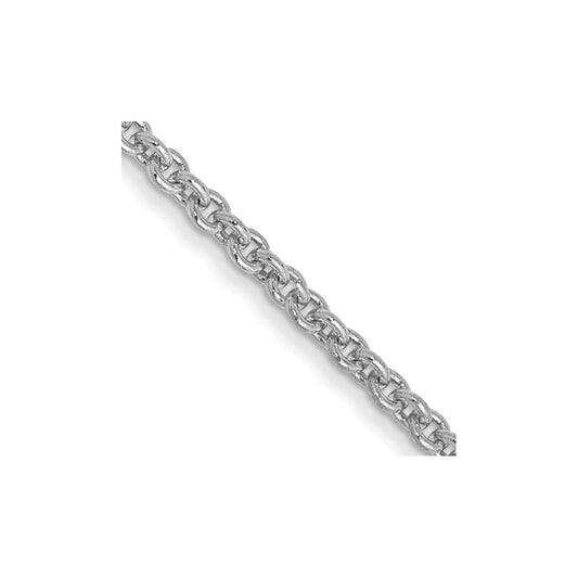 14K White Gold 22 inch 1.4mm Round Open Link Cable with Lobster Clasp Chain