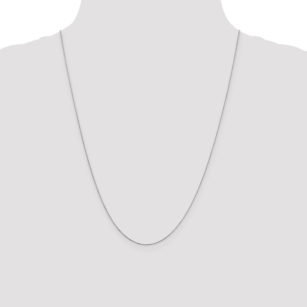 14K White Gold 24 inch .6mm Diamond-cut Round Open Link Cable with Spring Ring Clasp Chain