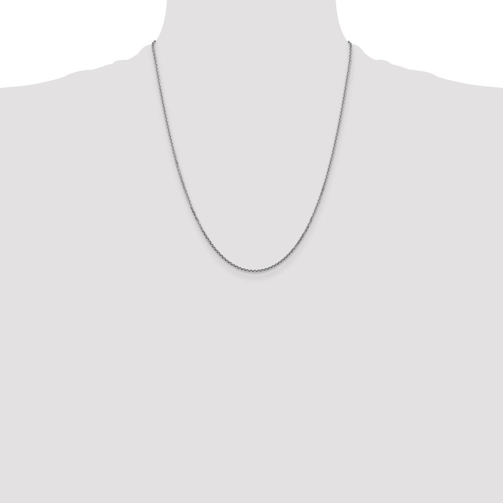 14K White Gold 22 inch 1.45mm Diamond-cut Cable with Lobster Clasp Chain