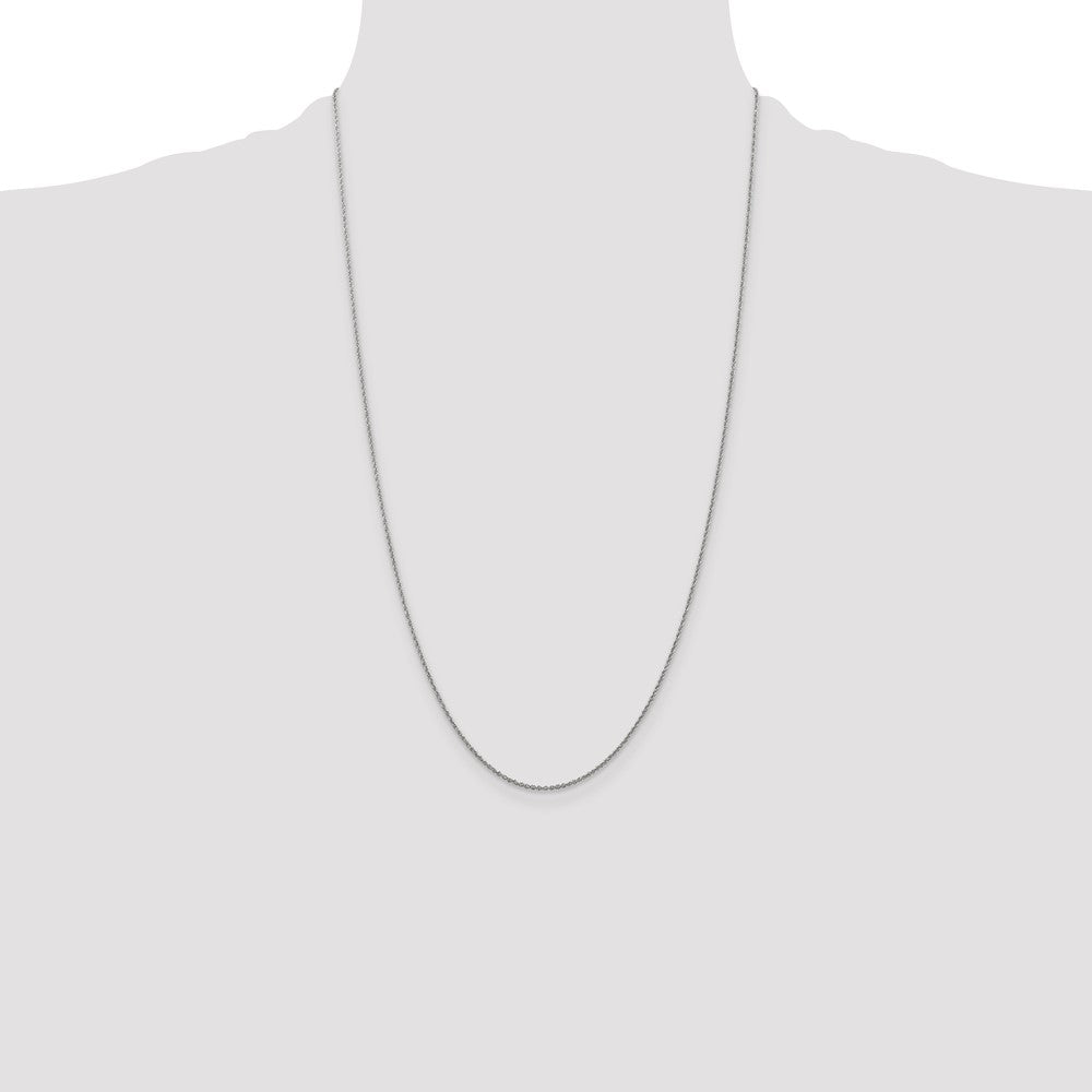 14K White Gold 26 inch 1.1mm Baby Rope with Spring Ring Clasp Chain