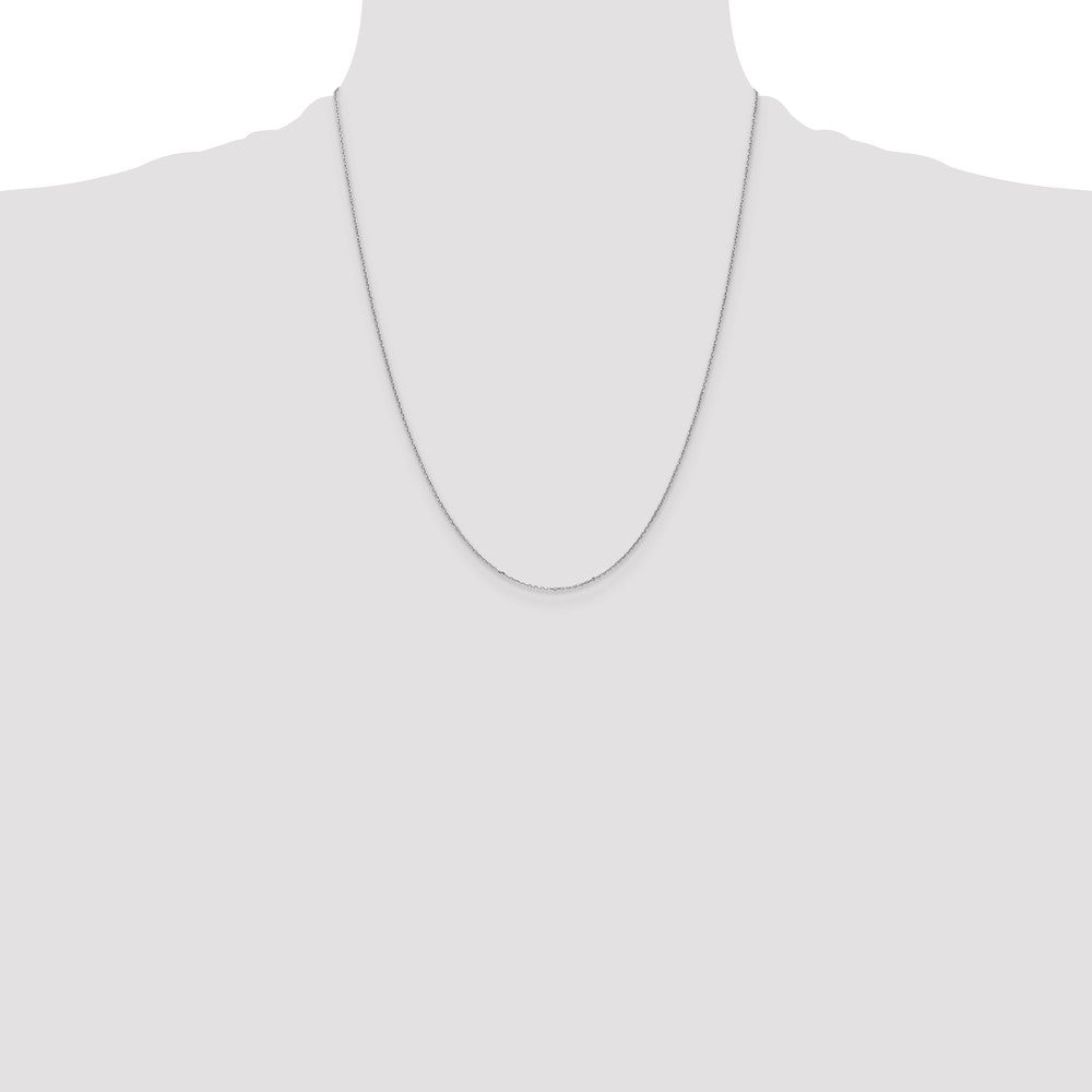 14K White Gold 22 inch .8mm Diamond-cut Cable with Spring Ring Clasp Chain