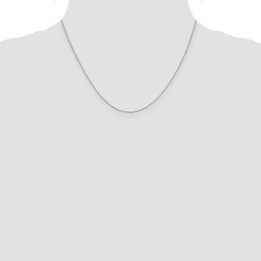 14K White Gold 18 inch .8mm Diamond-cut Cable with Lobster Clasp Chain