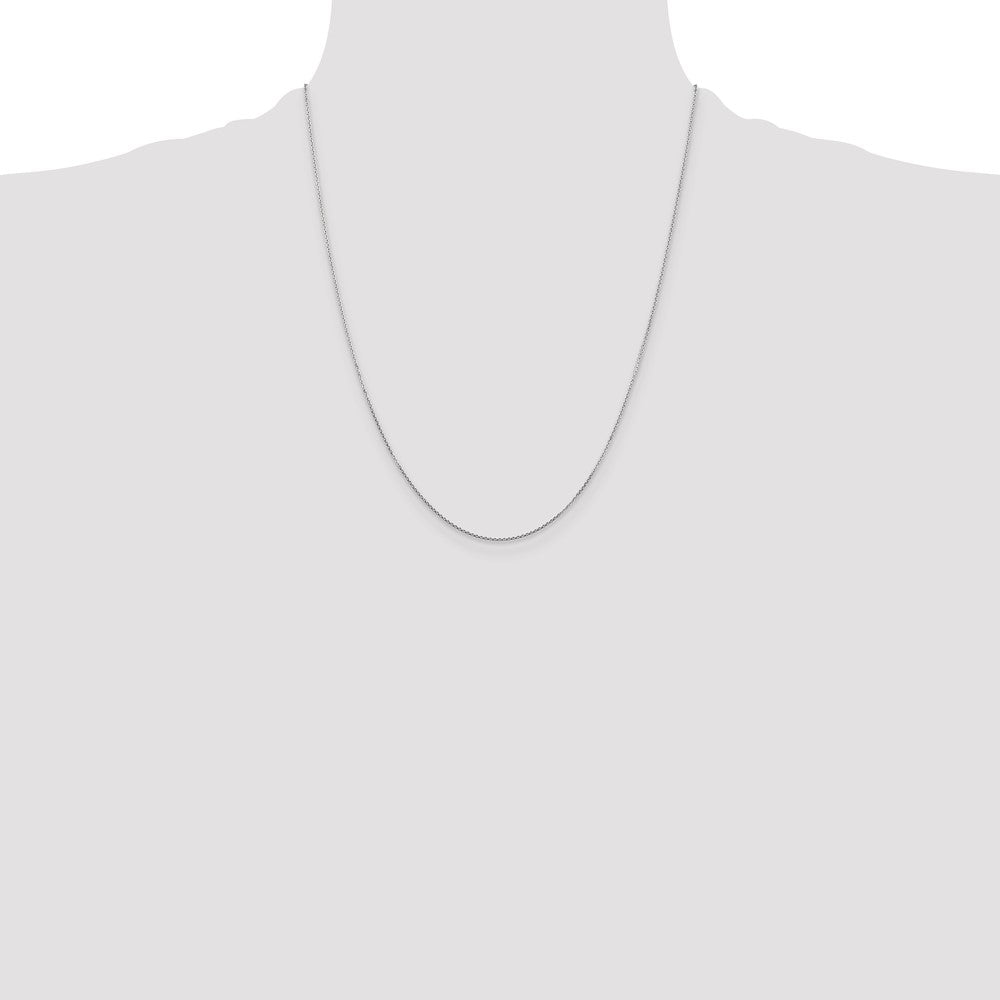 14K White Gold 22 inch .8mm Diamond-cut Round Open Link Cable with Lobster Clasp Chain