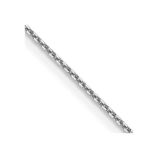 14K White Gold 18 inch .8mm Diamond-cut Round Open Link Cable with Lobster Clasp Chain