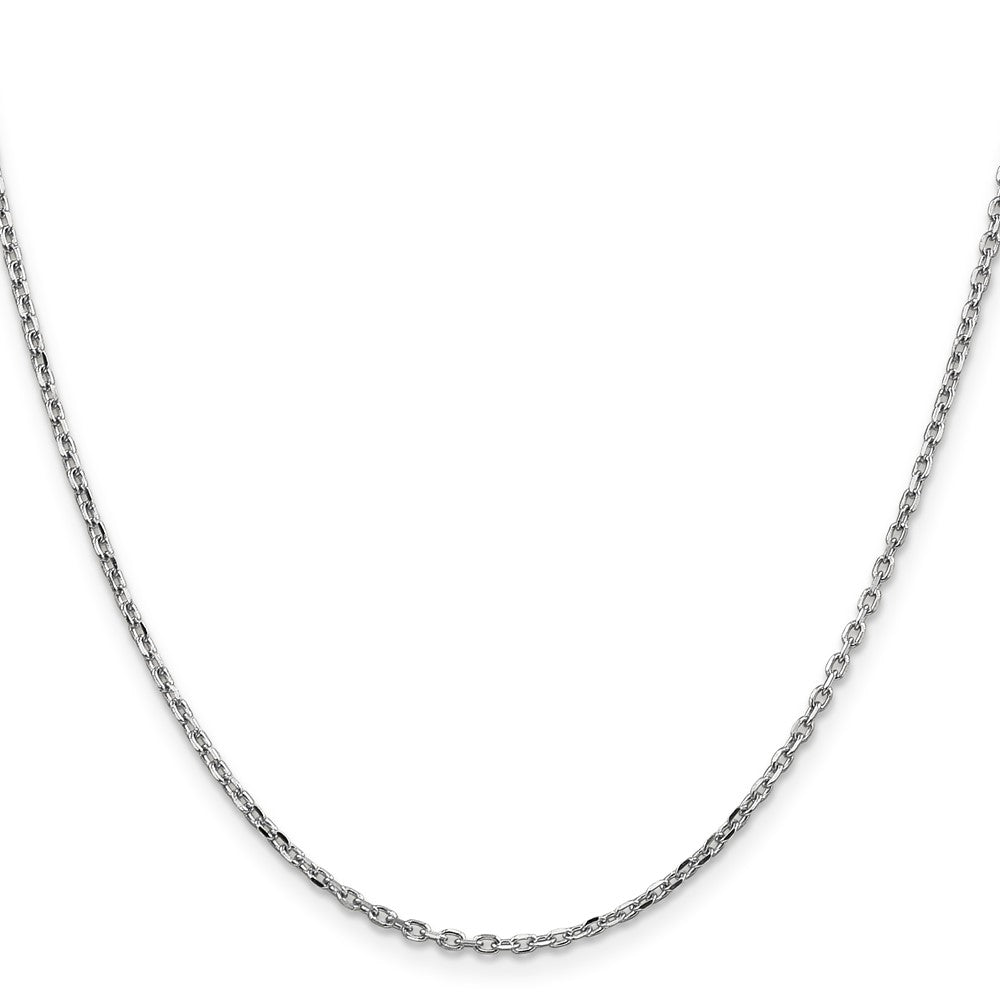 14K White Gold 26 inch 1.8mm Diamond-cut Round Open Link Cable with Lobster Clasp Chain