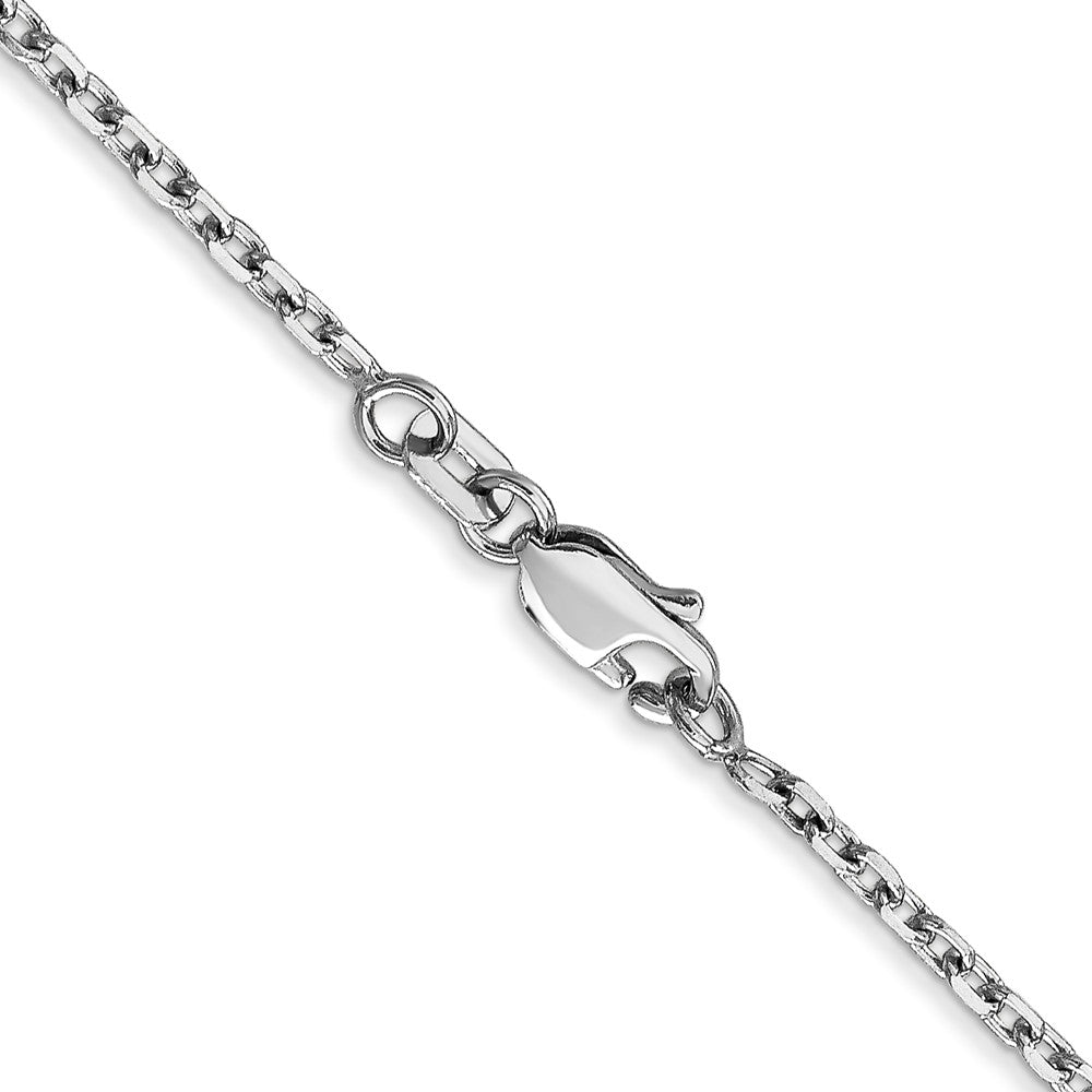 14K White Gold 26 inch 1.8mm Diamond-cut Round Open Link Cable with Lobster Clasp Chain