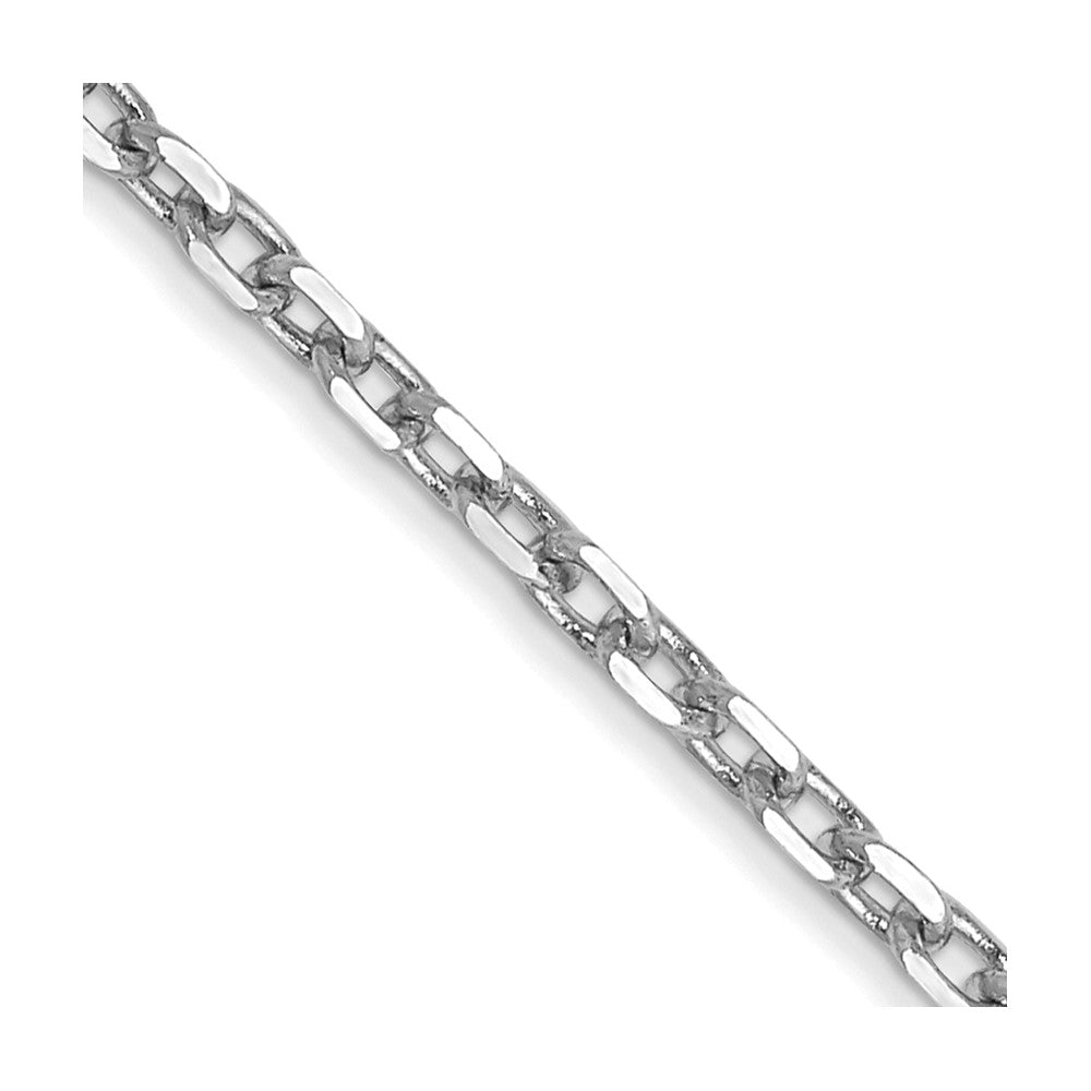14K White Gold 26 inch 1.8mm Diamond-cut Round Open Link Cable with Lobster Clasp Chain