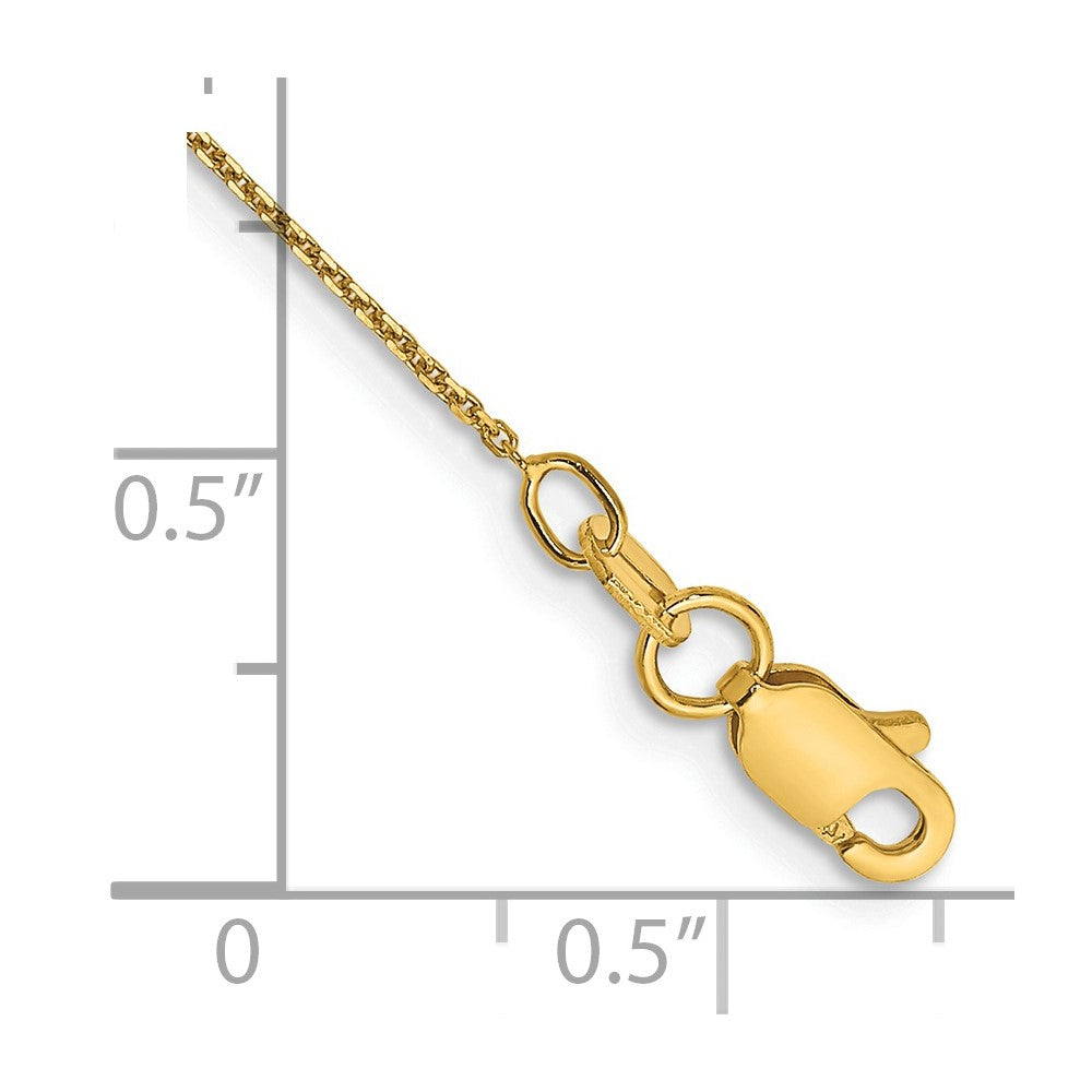 14K 10 inch .8mm Diamond-cut Round Open Link Cable with Lobster Clasp Anklet