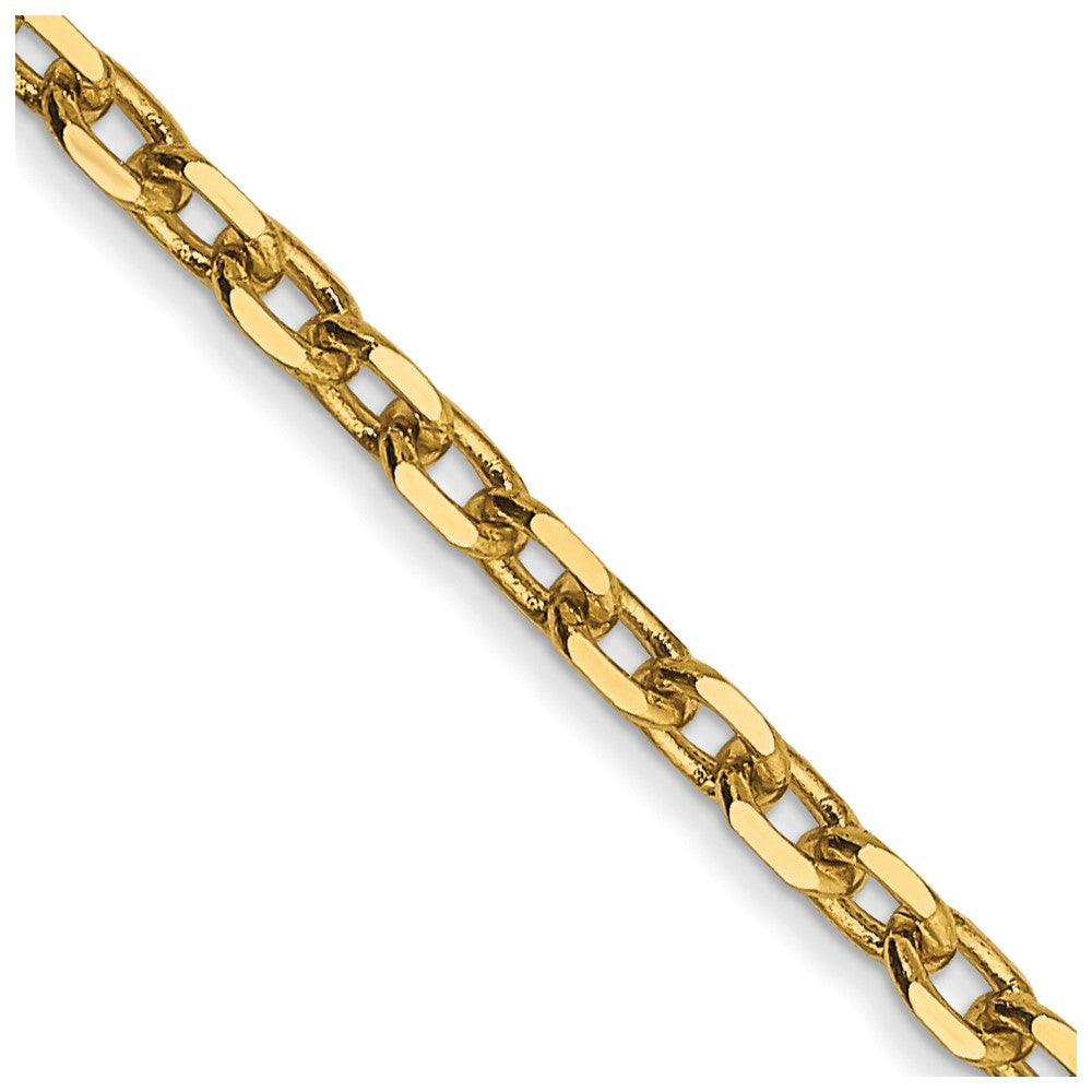 14K 30 inch 2.2mm Diamond-cut Round Open Link Cable with Lobster Clasp Chain