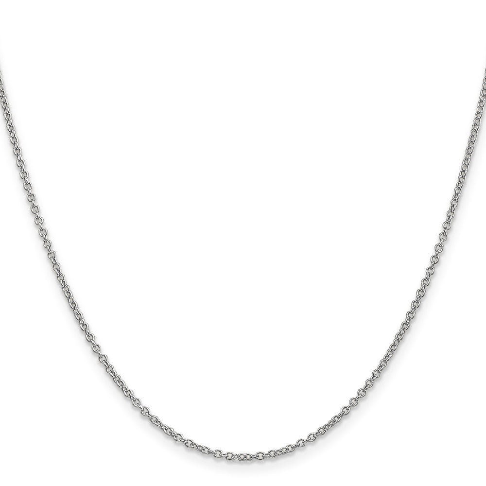 14K White Gold 22 inch 1.4mm Round Open Wide Link Cable with Lobster Clasp Chain