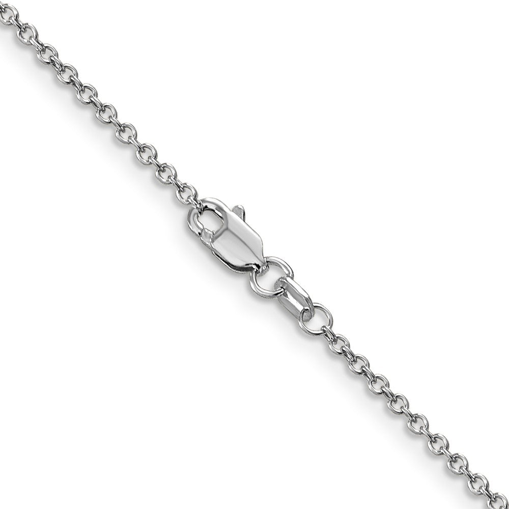 14K White Gold 22 inch 1.4mm Round Open Wide Link Cable with Lobster Clasp Chain