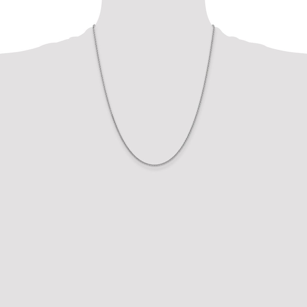 14K White Gold 22 inch 1.6mm Round Open Link Cable with Lobster Clasp Chain