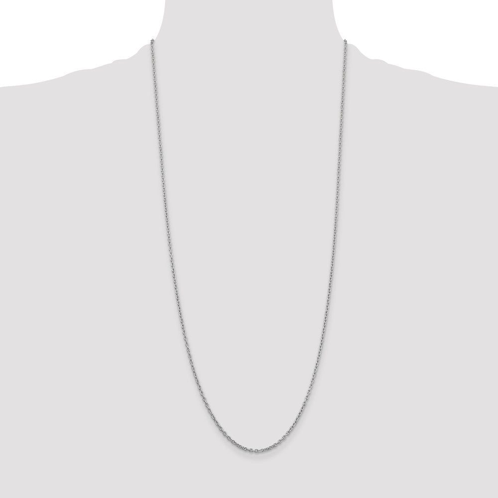 14K White Gold 30 inch 2mm Round Open Link Cable with Lobster Clasp Chain