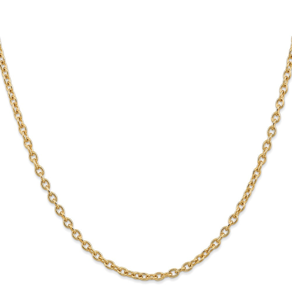 14K 18 inch 3.2mm Round Open Link Cable with Lobster Clasp Chain