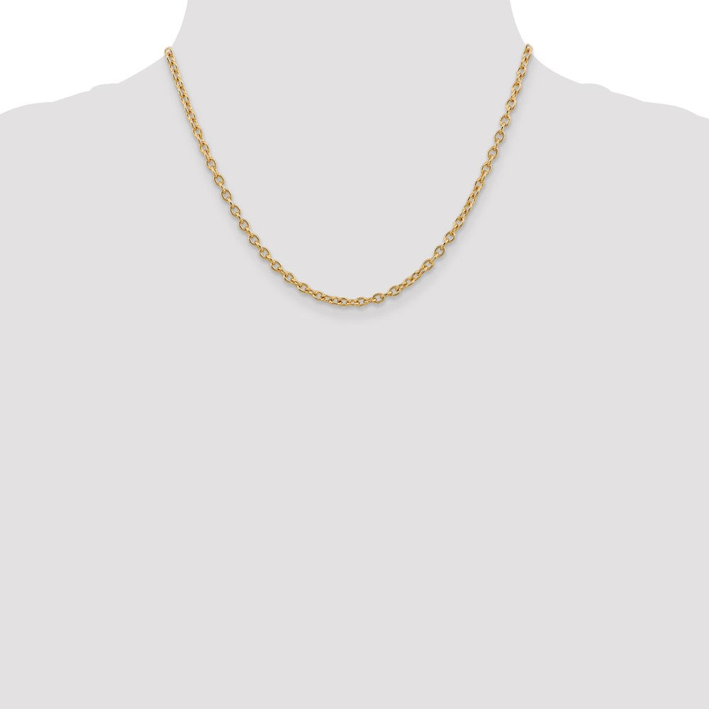 14K 18 inch 3.2mm Round Open Link Cable with Lobster Clasp Chain