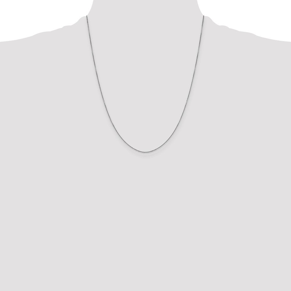 14K White Gold 22 inch .9mm Diamond-cut Round Open Link Cable with Lobster Clasp Chain