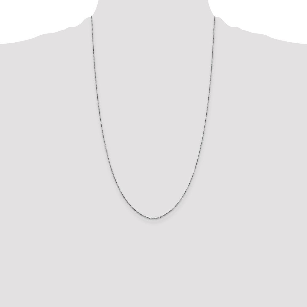 14K White Gold 26 inch .9mm Diamond-cut Round Open Link Cable with Lobster Clasp Chain