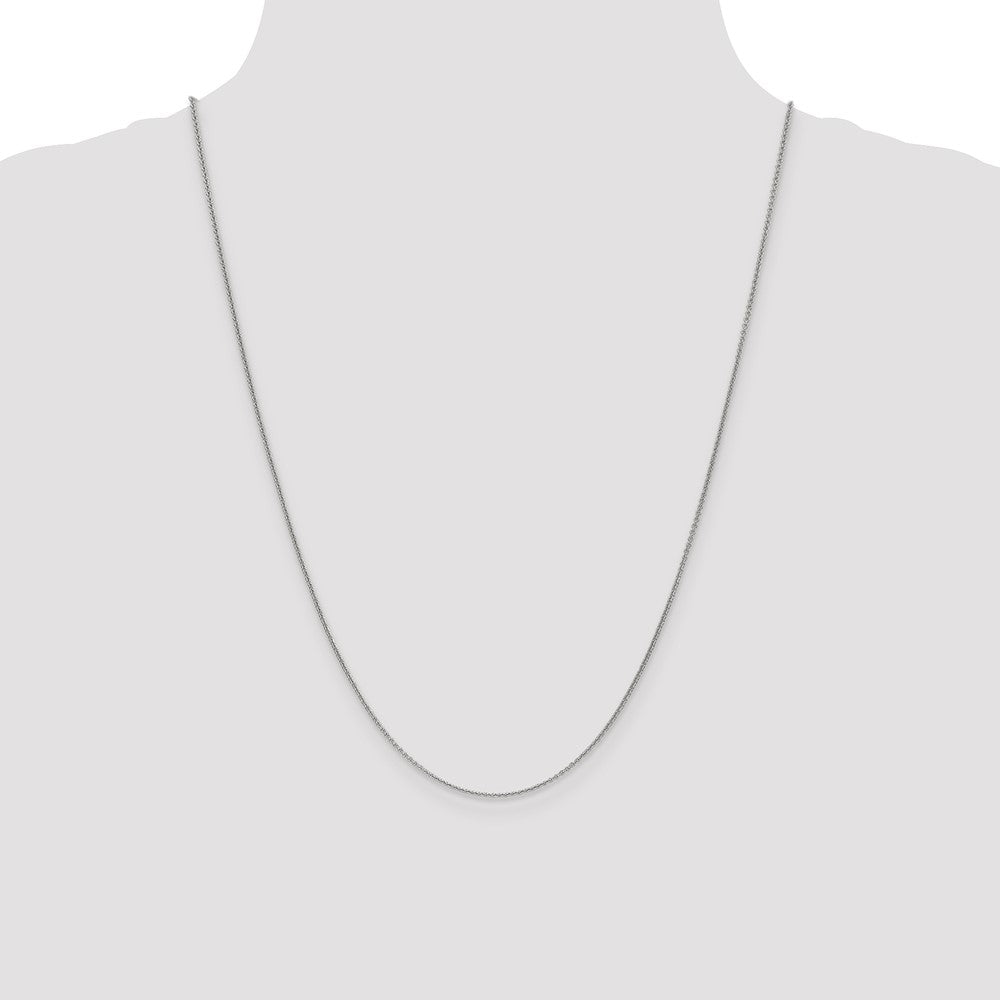 14K White Gold 24 inch 1mm Round Open Link Cable with Lobster Clasp Chain