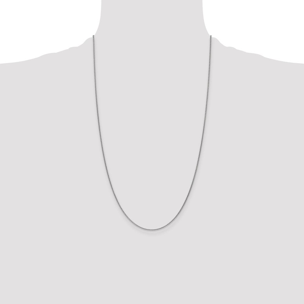 14K White Gold 26 inch 1mm Round Open Link Cable with Lobster Clasp Chain
